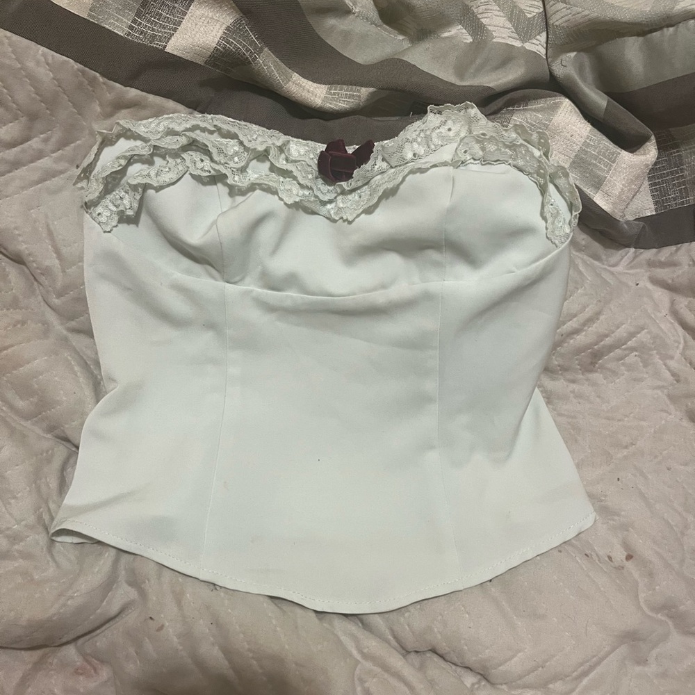 Urban Outfitters White Lace Trim Crop Top